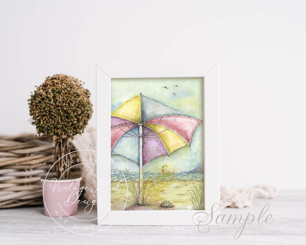 Peinture aquarelle "Coucher de soleil d'été n°1" - Impression numérique