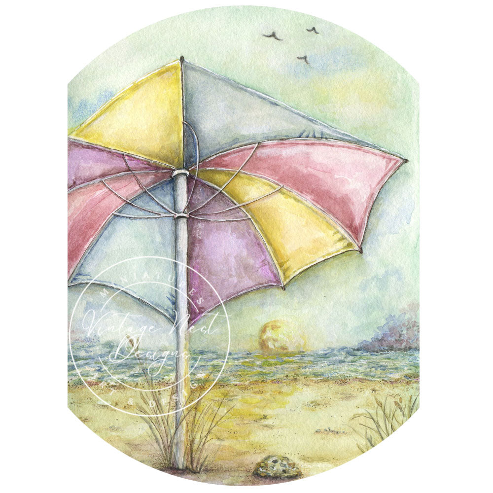 Peinture aquarelle "Coucher de soleil d'été n°1" - Impression numérique