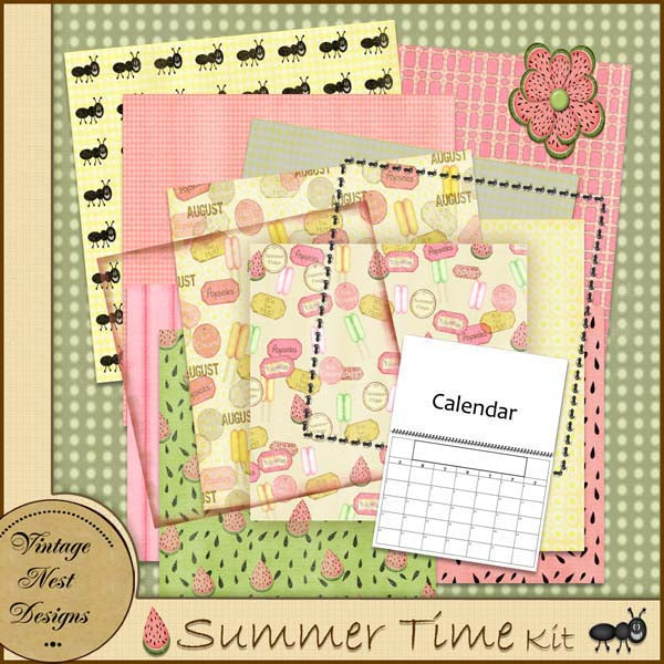 Sommerzeit-Kit Digitale Scrapbooking-Illustration