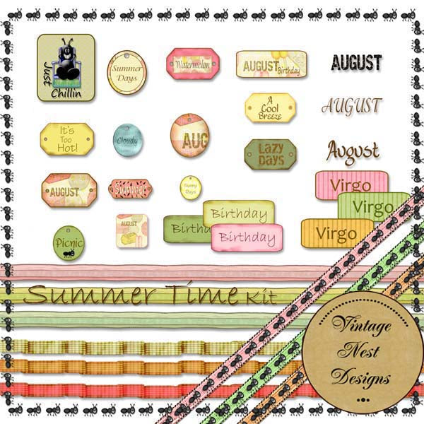 Sommerzeit-Kit Digitale Scrapbooking-Illustration