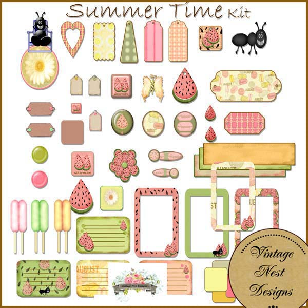 Sommerzeit-Kit Digitale Scrapbooking-Illustration