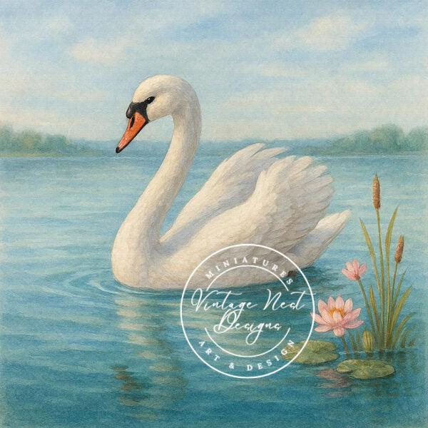 Impression numérique Cygne n°4 Peinture aquarelle Téléchargement instantané