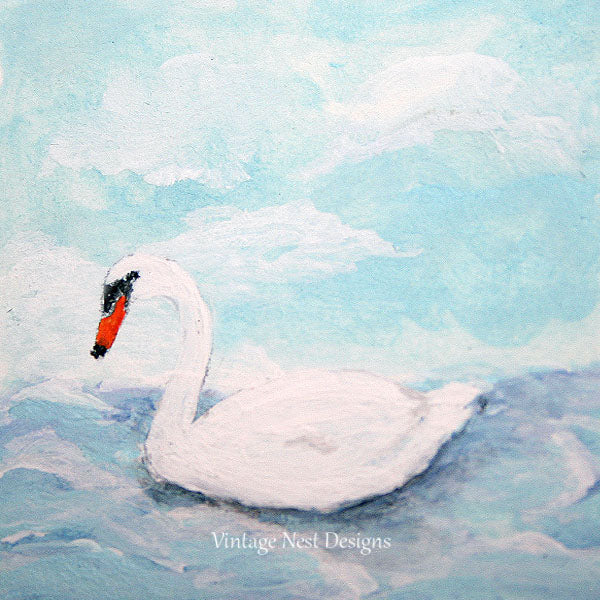 Digital Print Swan No.1 Acrylic Painting Dollhouse Miniature Instant Download