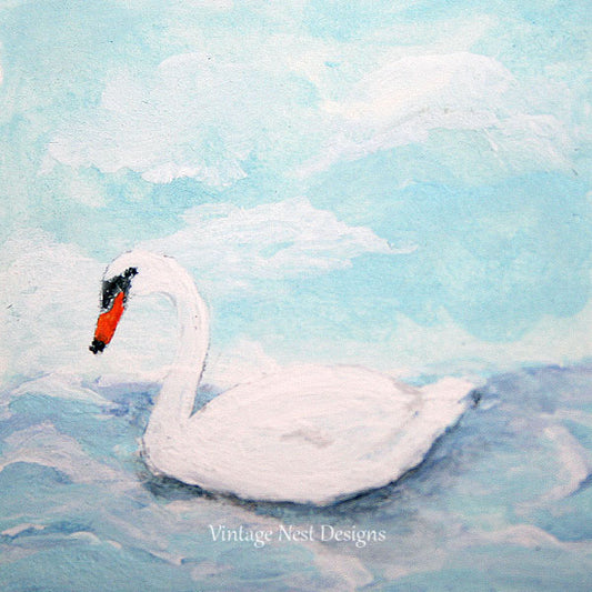 Digital Print Swan No.1 Acrylic Painting Dollhouse Miniature Instant Download