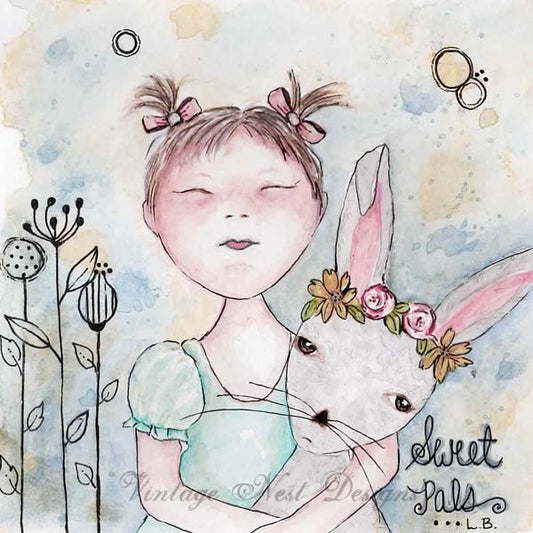 Digitaldruck Süße Freunde Nr. 1 Aquarell Sofort-Download