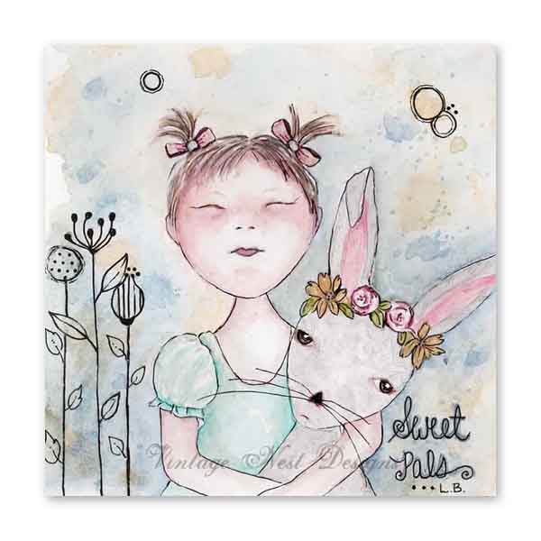 Impression numérique adorables amis n°1, peinture aquarelle, téléchargement instantané