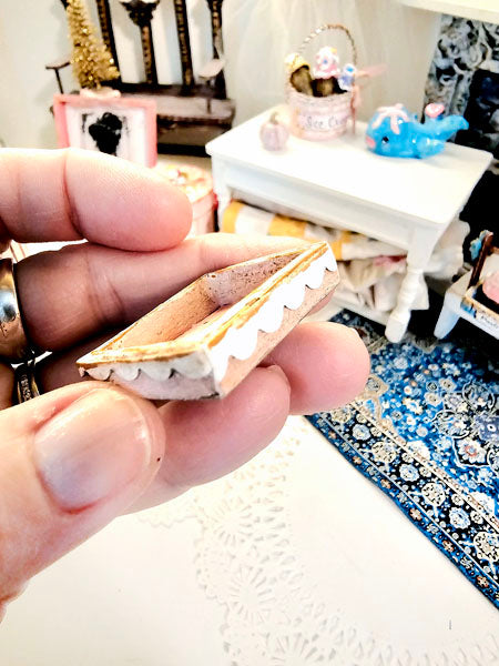 Miniature Tray No.4 Handmade for Dollhouse Wooden Art Hand Painted Roses