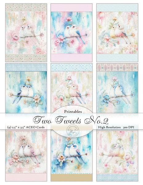 Two Tweets No.2 ACEO Digital Prints Watercolor Painting