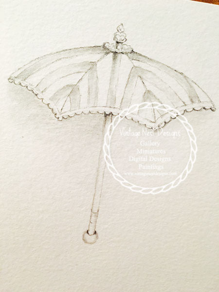 Parapluies N°1 Crayon Dessin Impression Numérique Scrapbooking