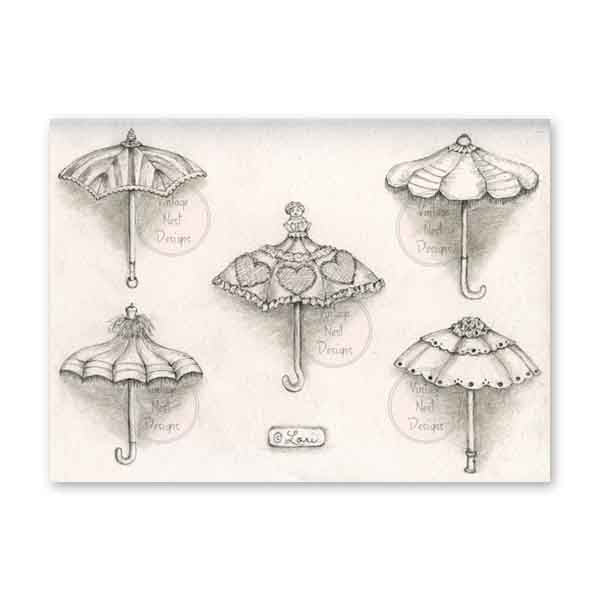 Parapluies N°1 Crayon Dessin Impression Numérique Scrapbooking