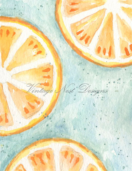 Oranges N°1 Impression numérique Peinture aquarelle
