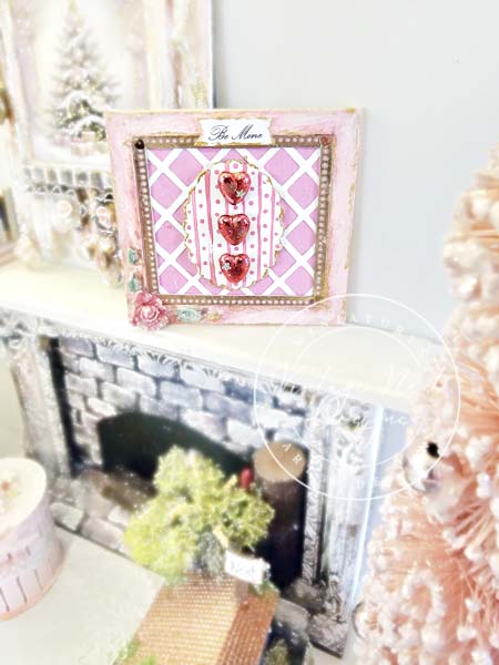 Miniature Valentine Heart No.7 Pink Wooden Framed Art Diorama Shadow Box
