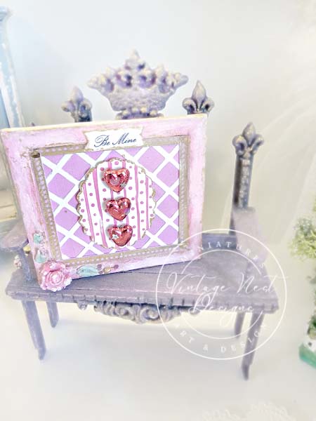 Miniature Valentine Heart No.7 Pink Wooden Framed Art Diorama Shadow Box