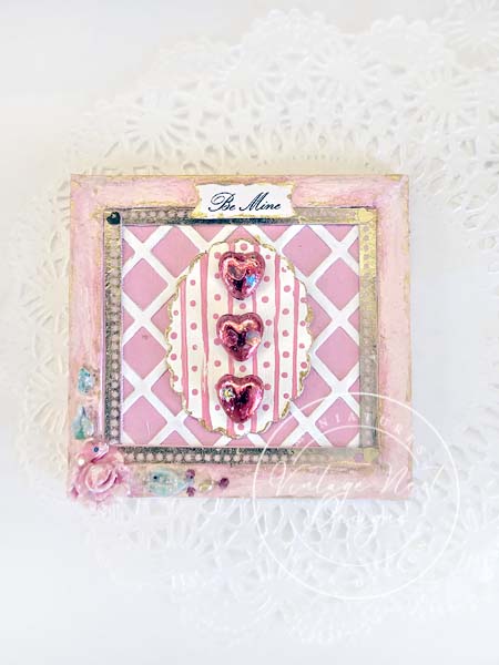 Miniature Valentine Heart No.7 Pink Wooden Framed Art Diorama Shadow Box