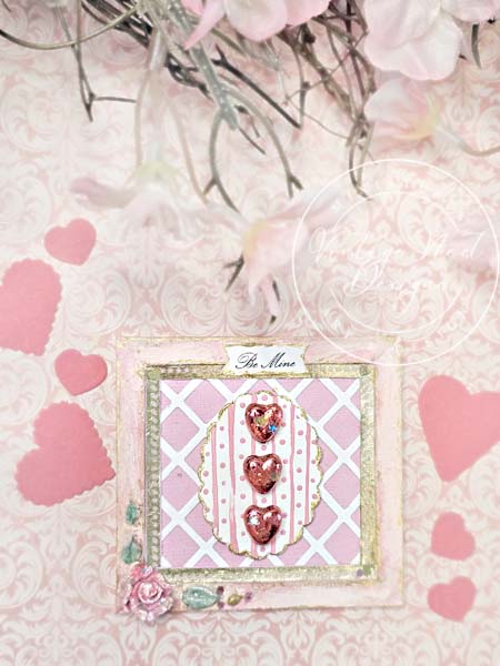 Miniature Valentine Heart No.7 Pink Wooden Framed Art Diorama Shadow Box