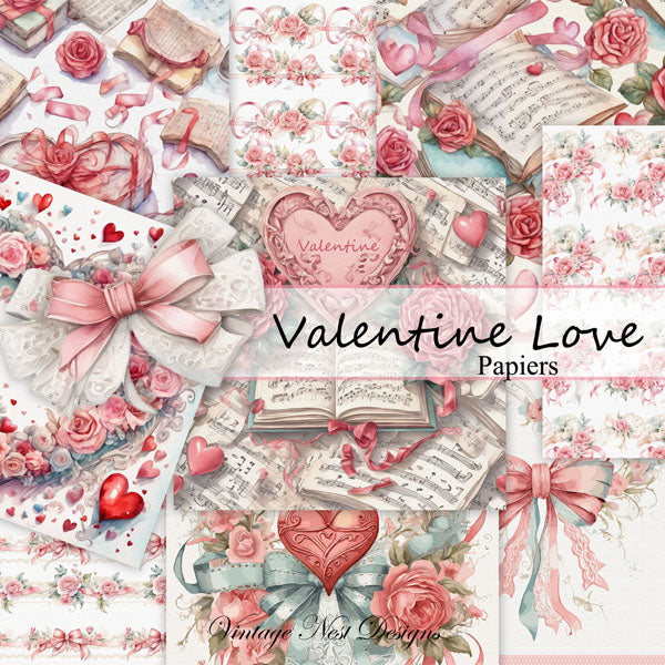 Digital Scrapbooking Valentine Love No.1 Kit Illustration Instant Download
