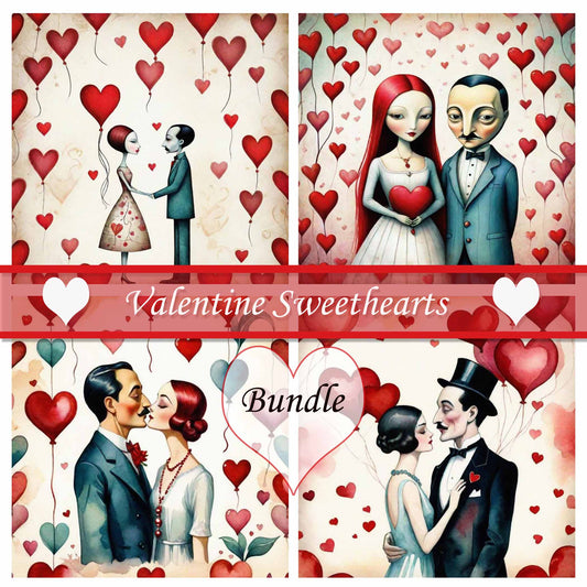 Digital Prints Valentine Sweethearts Bundle No.1 Illustration Instant Download