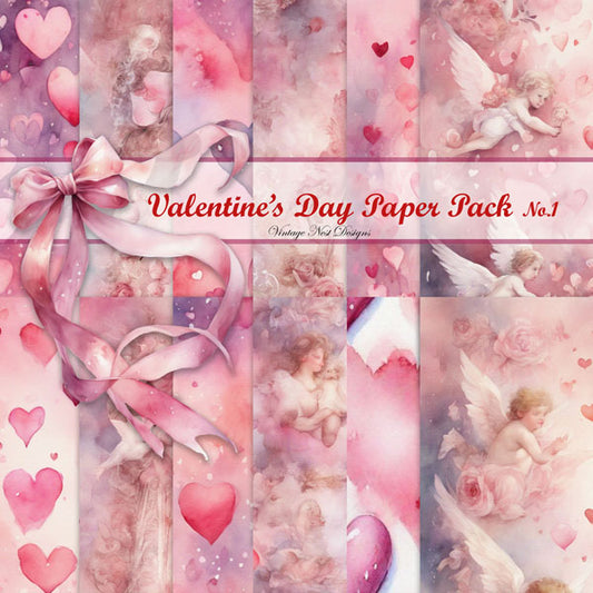 Digital Prints Valentine's Day Paper Pack No.2 Illustration Scrapbooking