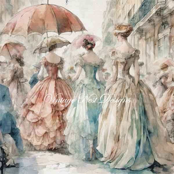 Digital Print Victorian Ladies No.1 Illustration Instant Download