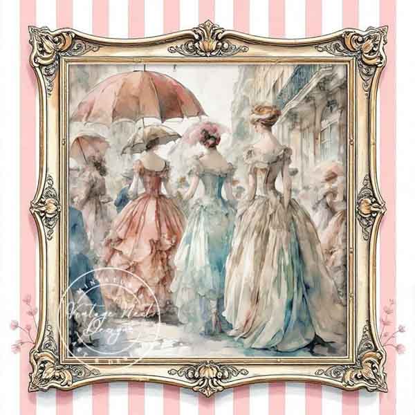 Digital Print Victorian Ladies No.1 Illustration Instant Download