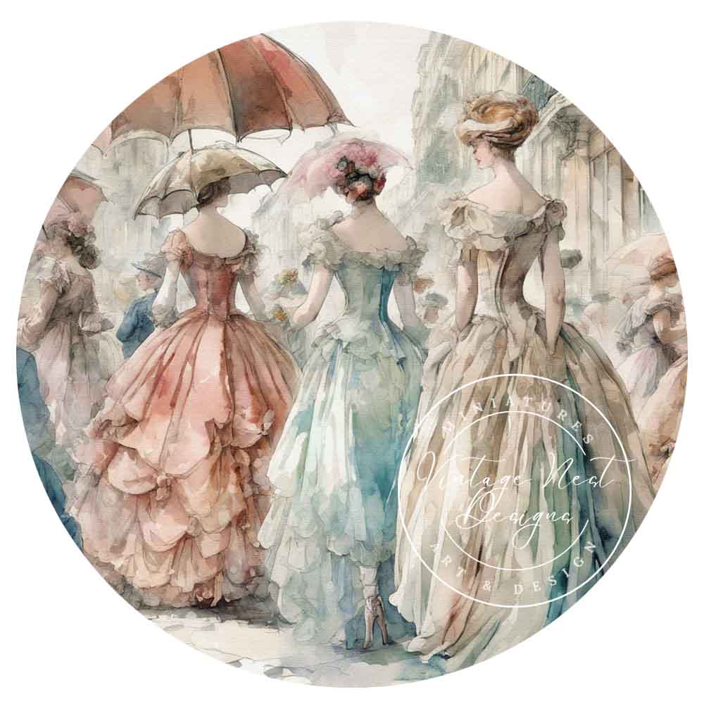 Digital Print Victorian Ladies No.1 Illustration Instant Download
