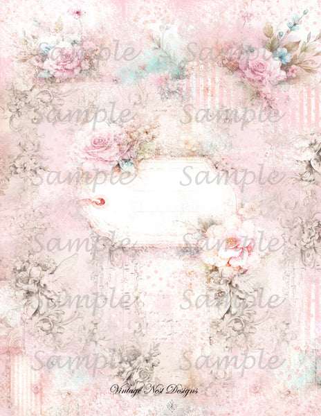 Papiers peints roses victoriennes n°5 Illustration numérique Scrapbooking