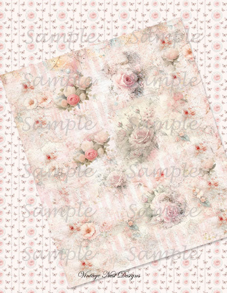 Papiers peints roses victoriennes n°5 Illustration numérique Scrapbooking