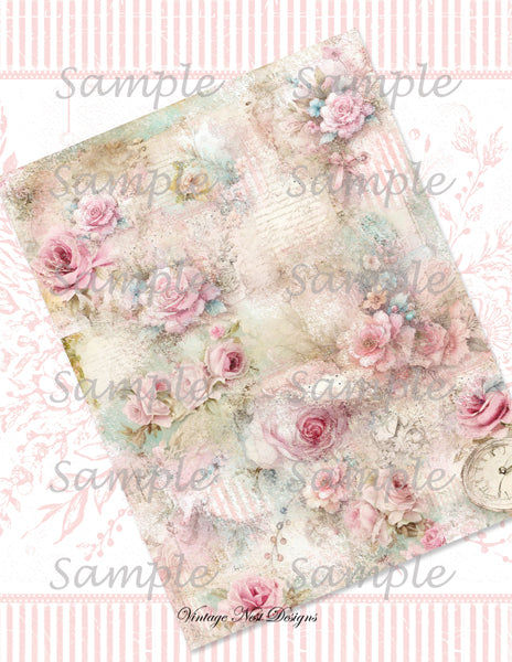 Papiers peints roses victoriennes n°5 Illustration numérique Scrapbooking