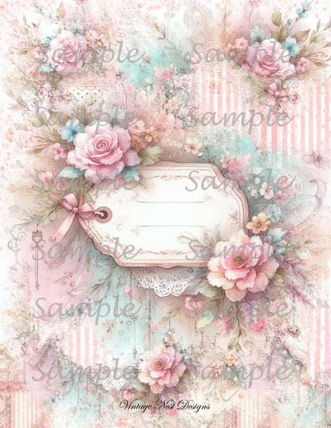 Papiers peints roses victoriennes n°5 Illustration numérique Scrapbooking