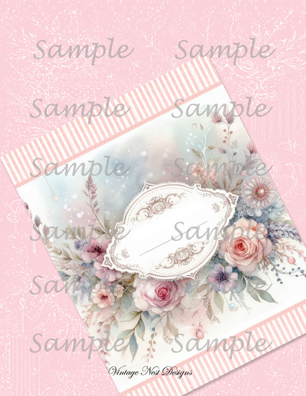 Papiers peints roses victoriennes n°5 Illustration numérique Scrapbooking