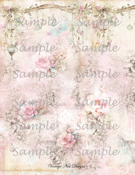 Papiers peints roses victoriennes n°5 Illustration numérique Scrapbooking