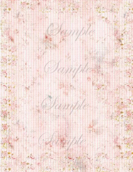 Floral patterned paper with 'Sample' text overlay