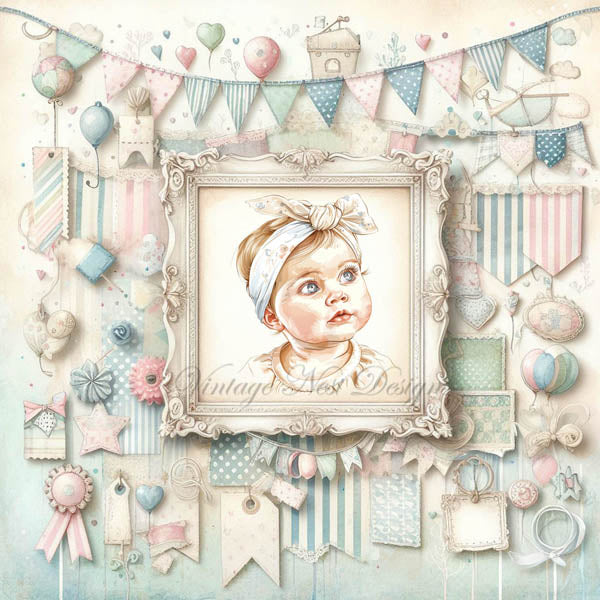 Impressions numériques Pages bébé amour vintage N°1 Illustration Téléchargement instantané