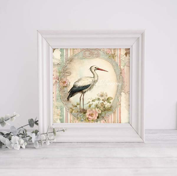 Digital Prints Vintage Storks No.1 Illustration Instant Download