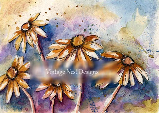 Kegelblumen Nr. 1 ACEO Digitaldruck Aquarellmalerei