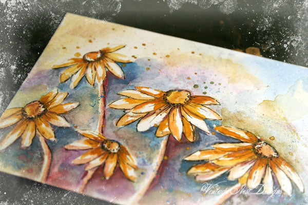 Digital Print Cone Flowers No.1 ACEO Watercolor Painting Instant Download