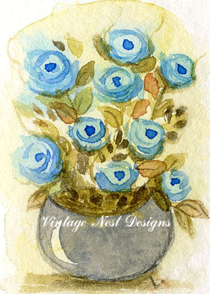 Digitaldruck Blumen Nr. 2 Puppenhaus Miniatur Aquarell Malerei