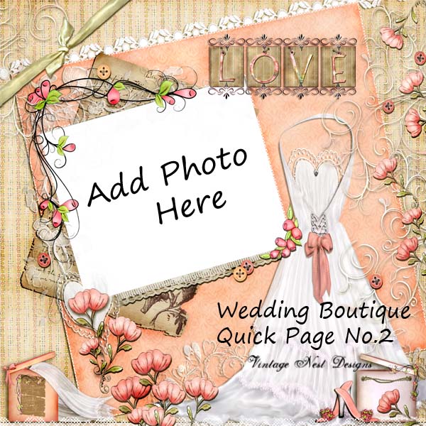 Page Rapide de Scrapbooking Numérique Bouquet de Mariage N°2 Téléchargement Instantané
