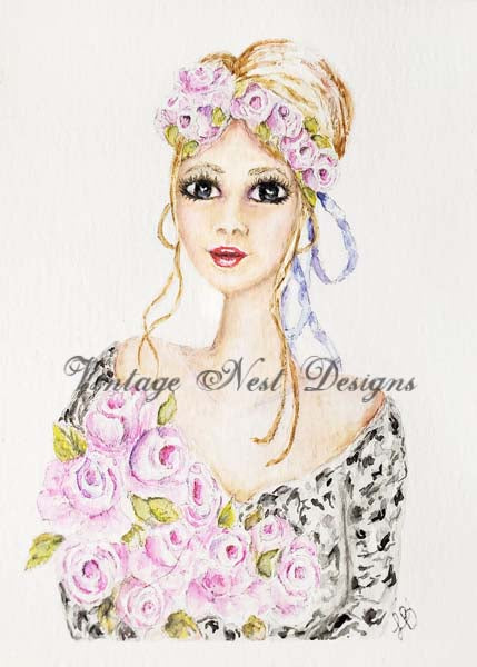 Digital Print Wedding Woman No.1 Watercolor Painting Instant Download