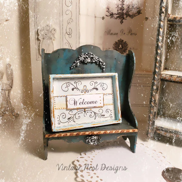 Panneau de bienvenue n° 1 Miniature de maison de poupée faite à la main