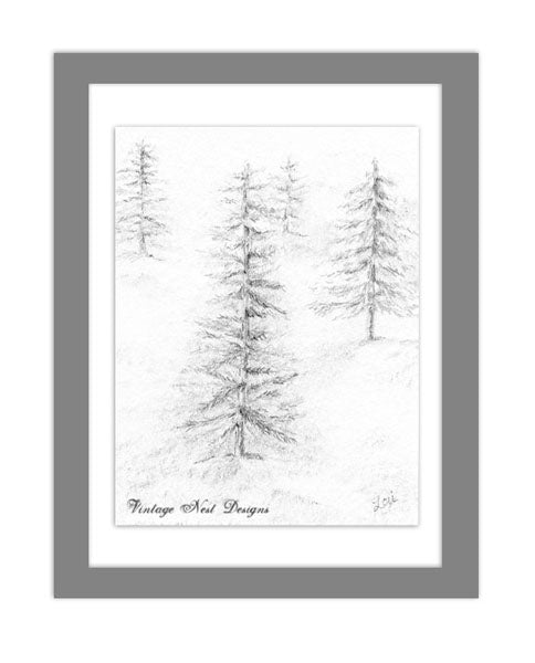Impression Numérique Forêts Dessin au Crayon n°1 Téléchargement Instantané