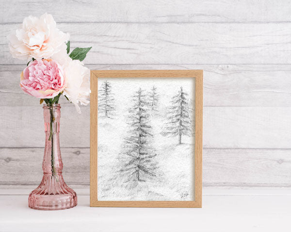 Impression Numérique Forêts Dessin au Crayon n°1 Téléchargement Instantané