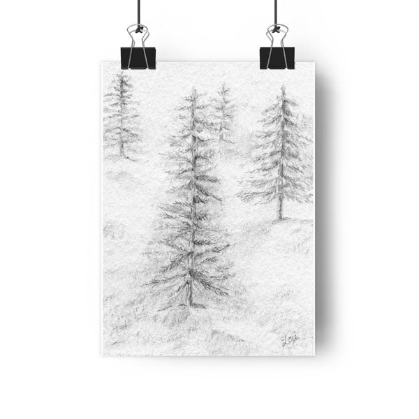 Impression Numérique Forêts Dessin au Crayon n°1 Téléchargement Instantané