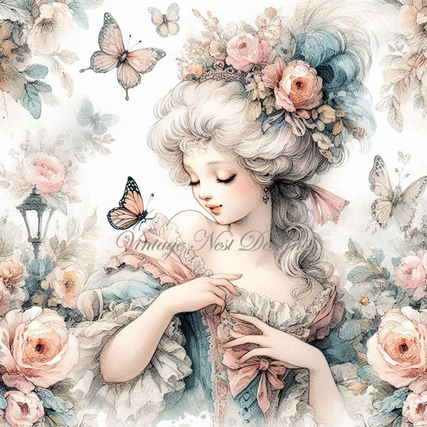 Digital Scrapbooking Young Marie Antoinette Paper Packet No.4 Instant Download