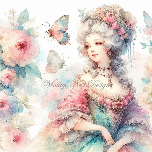 Digital Scrapbooking Young Marie Antoinette Paper Packet No.4 Instant Download