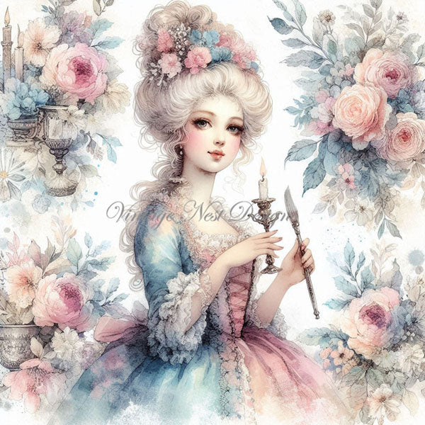 Digital Scrapbooking Young Marie Antoinette Paper Packet No.4 Instant Download