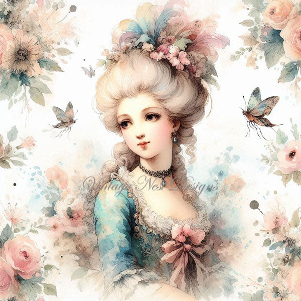 Digital Scrapbooking Young Marie Antoinette Paper Packet No.4 Instant Download