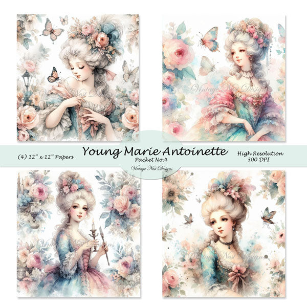 Digital Scrapbooking Young Marie Antoinette Paper Packet No.4 Instant Download