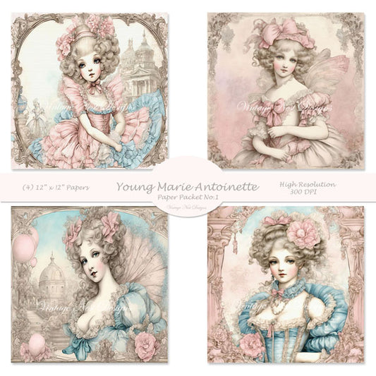 Digital Scrapbooking Young Marie Antoinette Paper Packet No.1 instant Download
