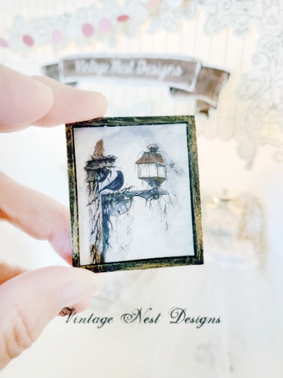 Crow Lantern No.1:1 Dollhouse Miniature Handmade image 1